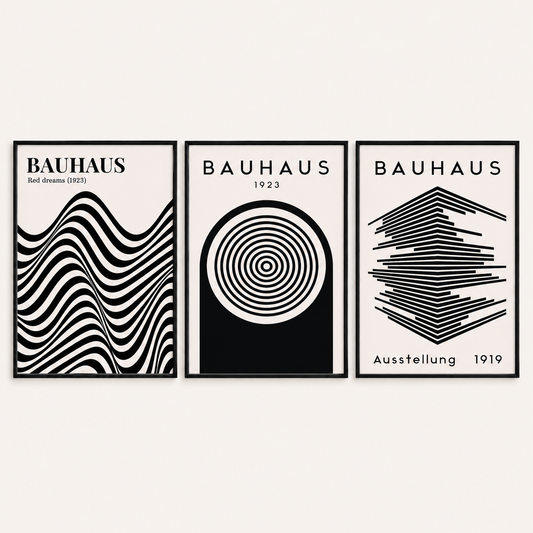 Set of 3 Black Bauhaus Prints