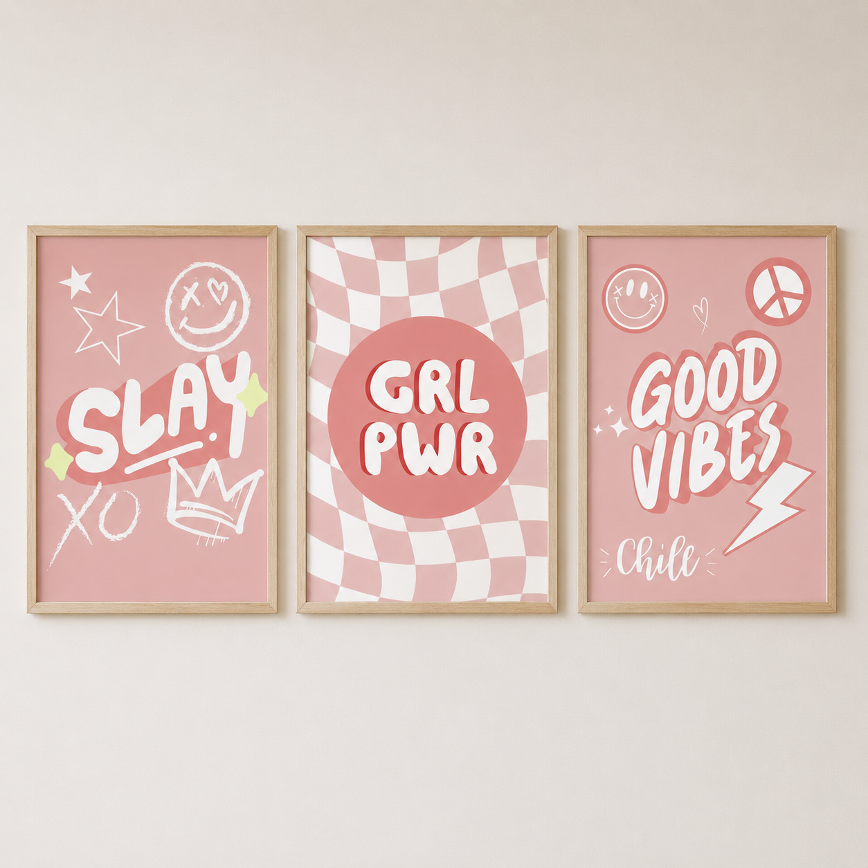 Set of 3 Slay Girl Power Preppy Prints