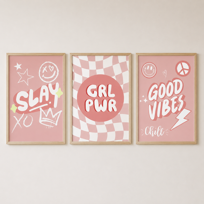 Set of 3 Slay Girl Power Preppy Prints