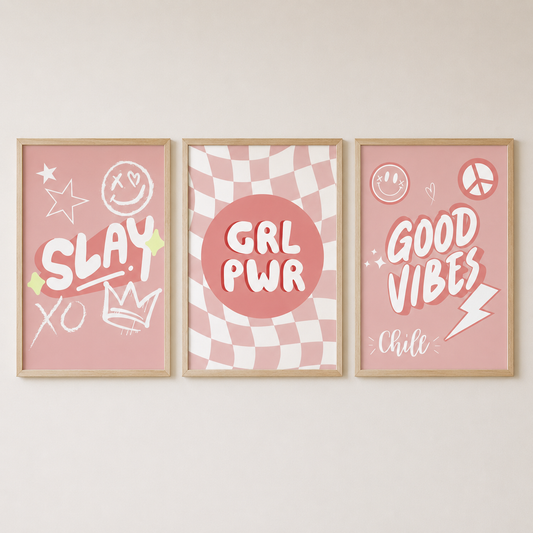 Set of 3 Slay Girl Power Preppy Prints