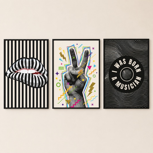 Set of 3 Eclectic Music Prints - Born A Musician