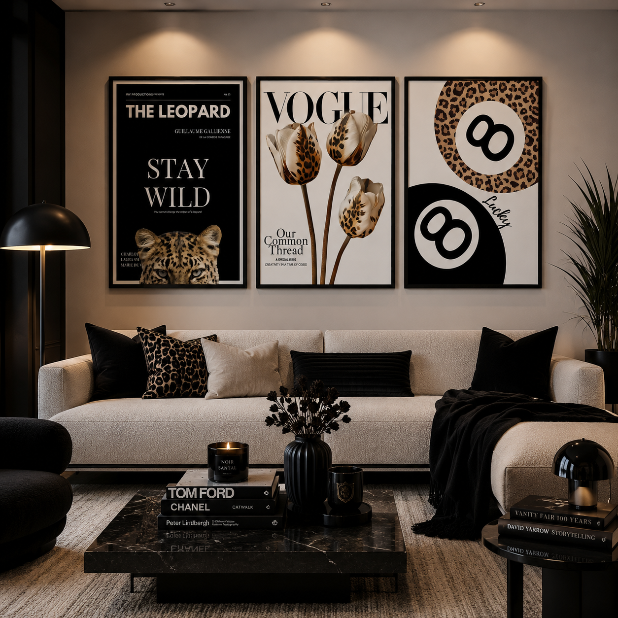 Leopard Wall Art Set of 3 | Vogue Fashion Prints | Luxe Neutral Decor
