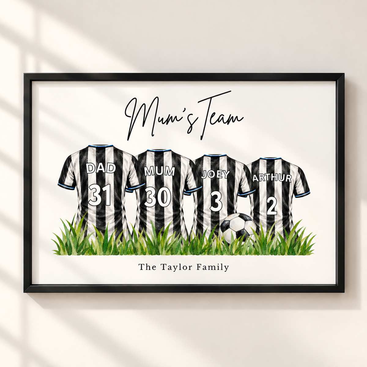 Personalised Newcastle United Inspired Family Football Print
