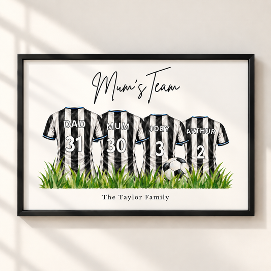 Personalised Newcastle United Inspired Family Football Print