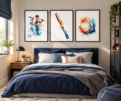 Baseball Wall Art Set of 3