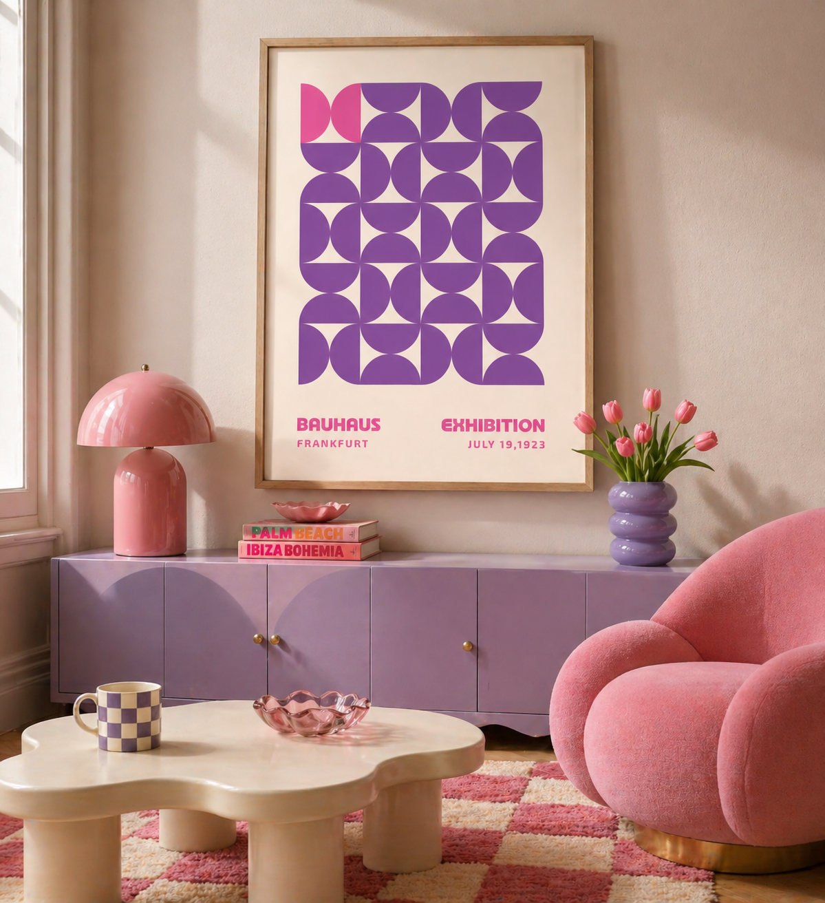 Purple Bauhaus Exhibition Print | Geometric Mid Century Modern Wall Art