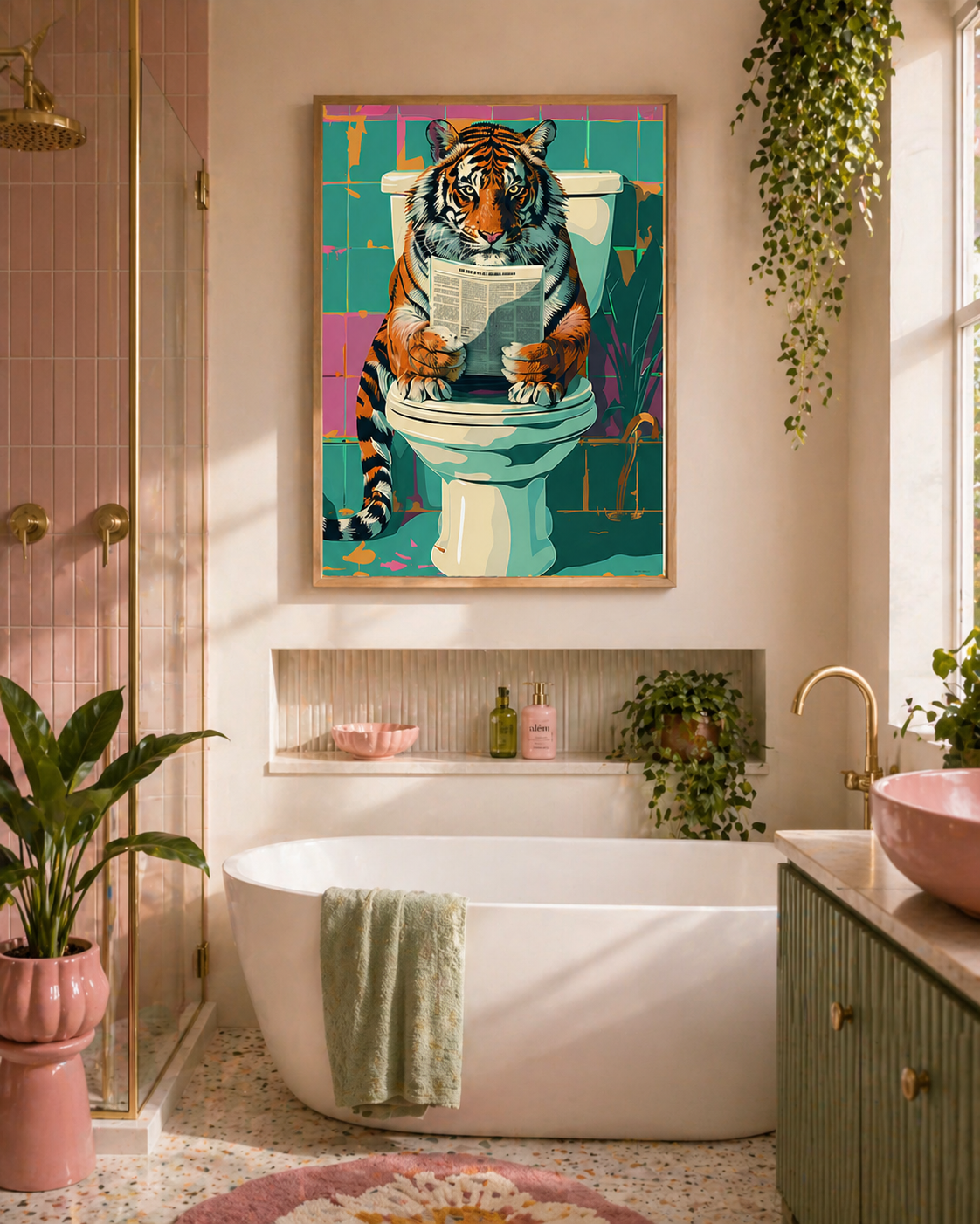 Tiger on Toilet Print