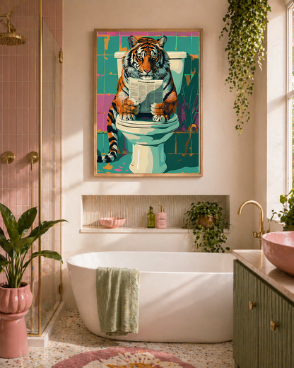 Tiger on Toilet Print
