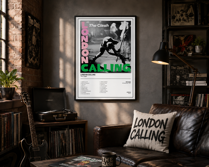 London Calling The Clash album tracklist print British punk rock wall art