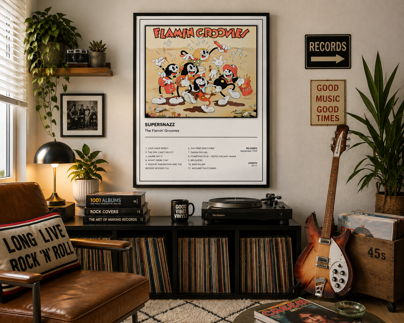 Flamin Groovies Supersnazz album poster retro 1960s garage rock print