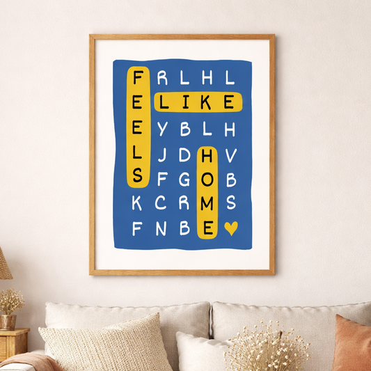 Feels Like Home Print - Blue / Mustard