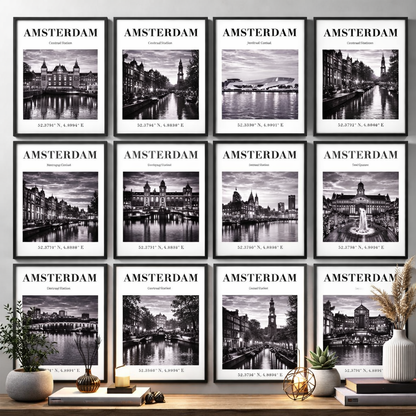 Amsterdam Jordaan Canal Monochrome Poster