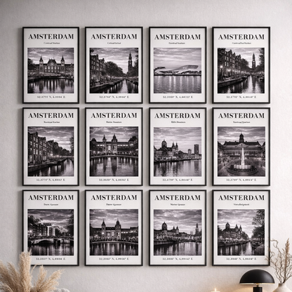 Amsterdam Jordaan Canal Monochrome Poster