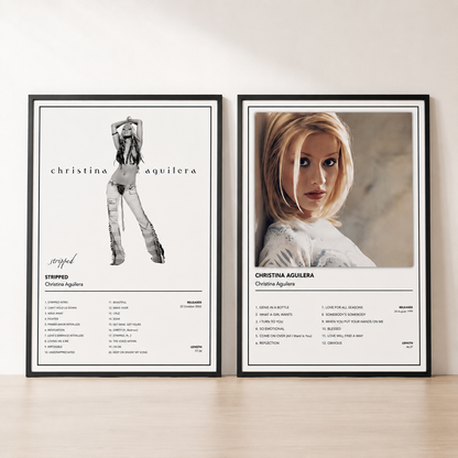 Main Image: Christina Aguilera album print collection showing Stripped and debut album options. Choose one individual music wall art print.