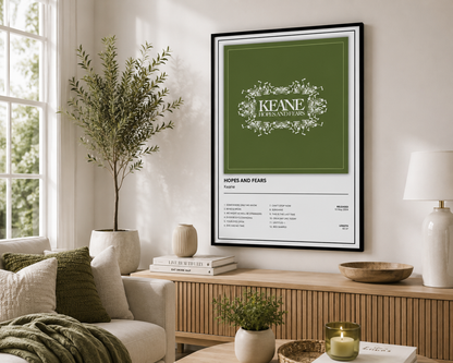 Modern Keane Hopes and Fears music poster featuring the iconic album artwork, ideal for living rooms, bedrooms and music-inspired gallery walls.