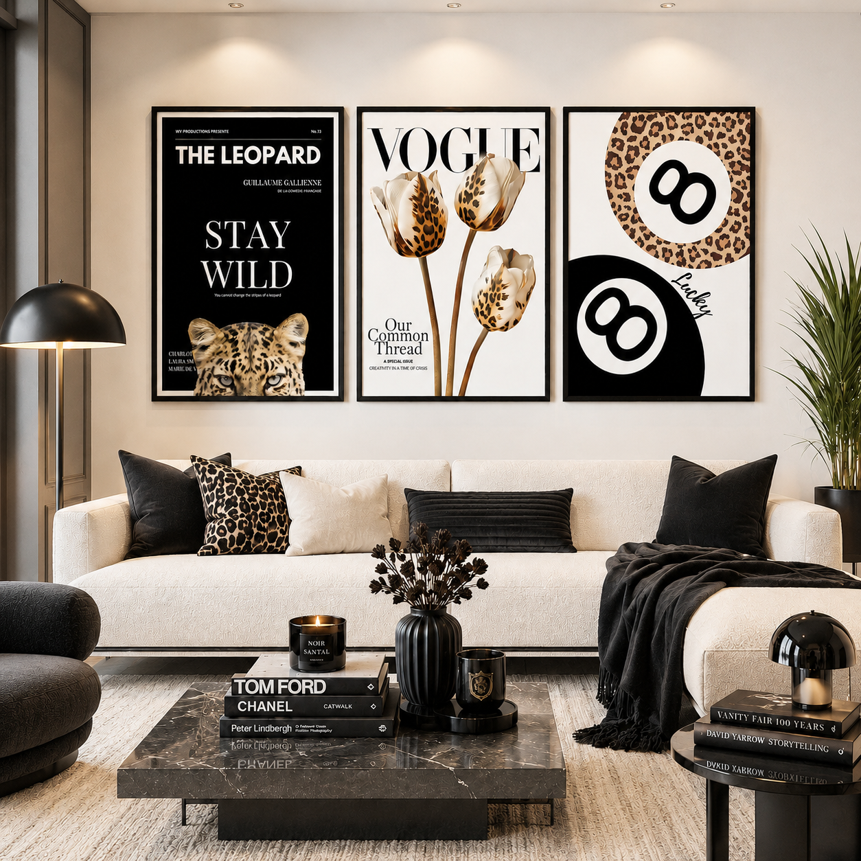Leopard Wall Art Set of 3 | Vogue Fashion Prints | Luxe Neutral Decor