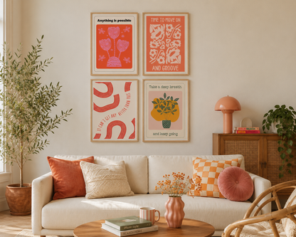 Retro Motivational Wall Art Set of 4
