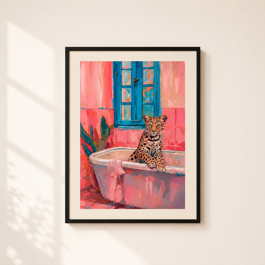 Pink Leopard Bathtub Wall Art