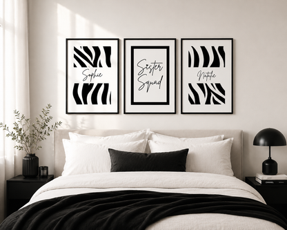 Personalised Sister Squad Wall Art Set