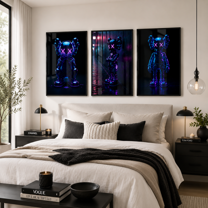 Neon KAWS Wall Art Set of 3