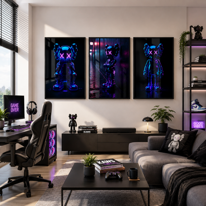 Neon KAWS Wall Art Set of 3