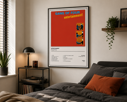 Minimalist Gang of Four Entertainment! album cover poster printed on premium gloss paper, ideal for music lovers, record collection displays and stylish home wall décor.