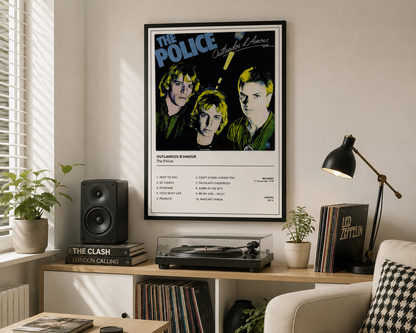 Premium The Police Outlandos d'Amour album cover poster printed on gloss photo paper, ideal for gallery walls, listening rooms and contemporary music-inspired interiors.