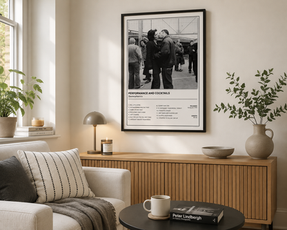 Monochrome Stereophonics Performance and Cocktails wall art featuring the iconic album artwork and complete track listing.