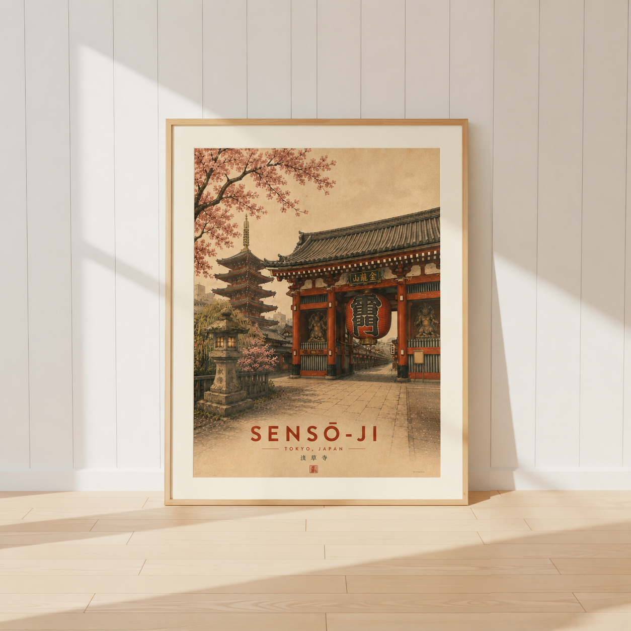 Senso-Ji Temple Tokyo Japan vintage travel poster wall art from the Japanese Landmarks Collection by KG Print Boutique.