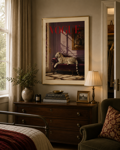 Luxury Vogue White Tiger Wall Art Print