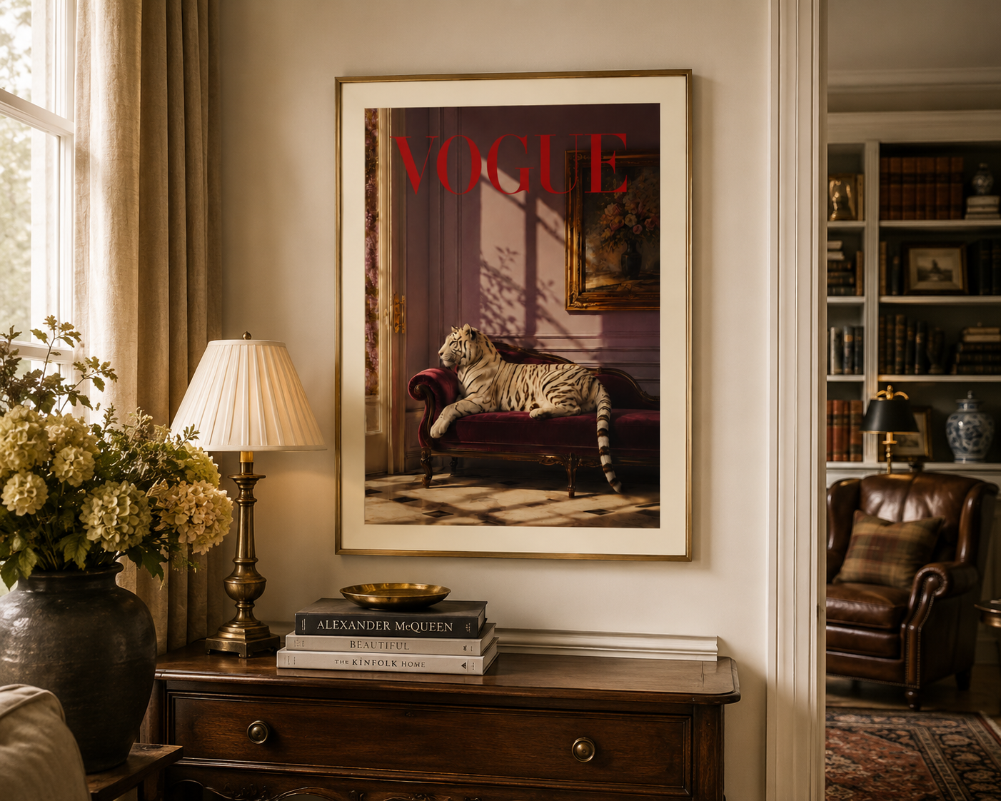 Luxury Vogue White Tiger Wall Art Print