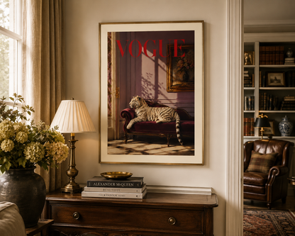 Luxury Vogue White Tiger Wall Art Print