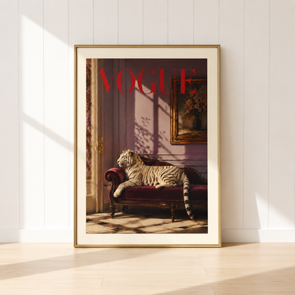 Luxury Vogue White Tiger Wall Art Print