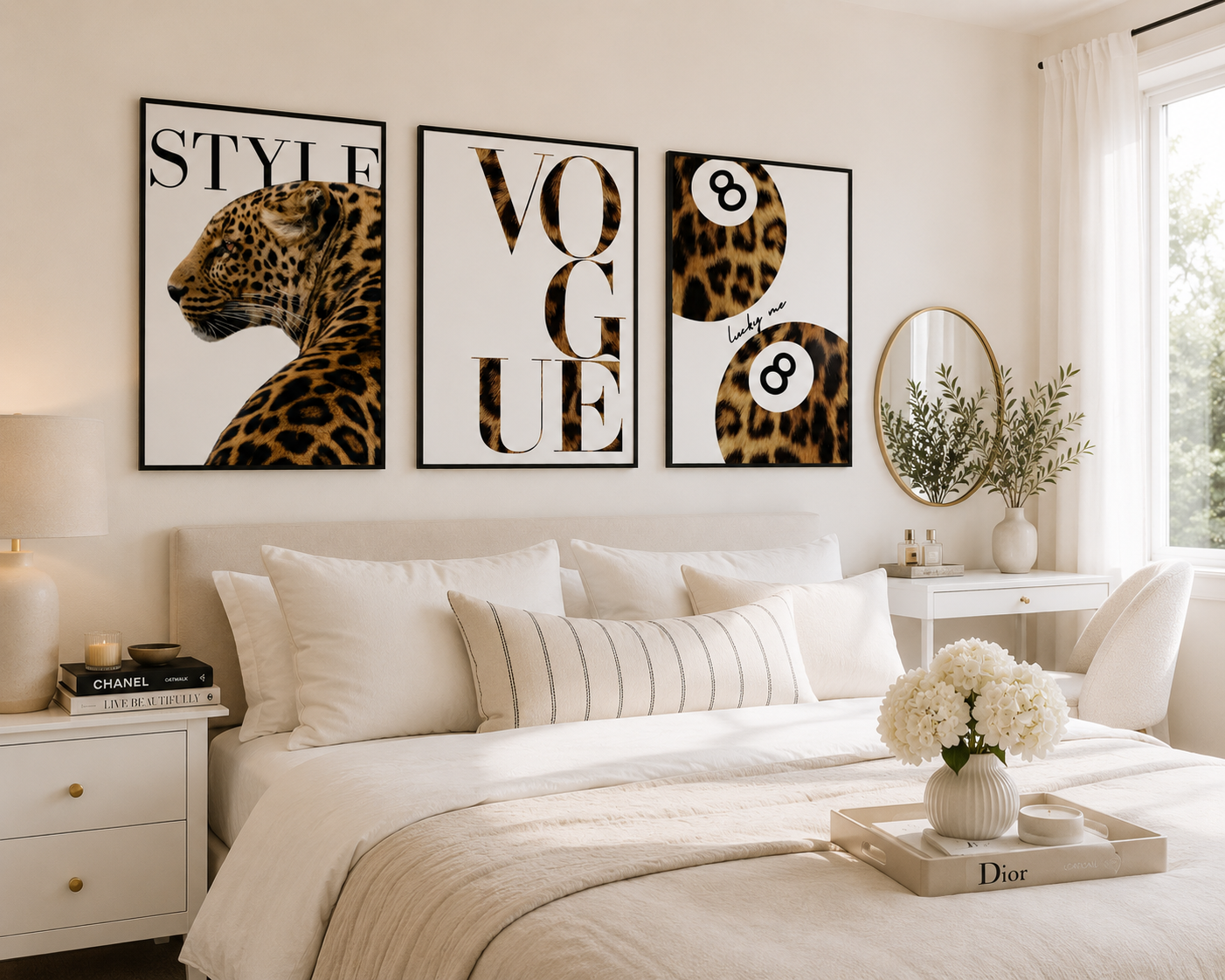 Luxury fashion wall art set perfect for bedrooms, dressing rooms and boutique hotel inspired interiors.