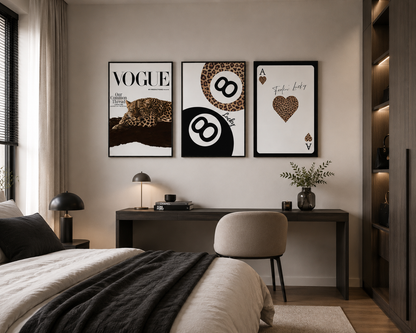Luxury fashion wall art set perfect for bedrooms, dressing rooms and boutique hotel inspired interiors.