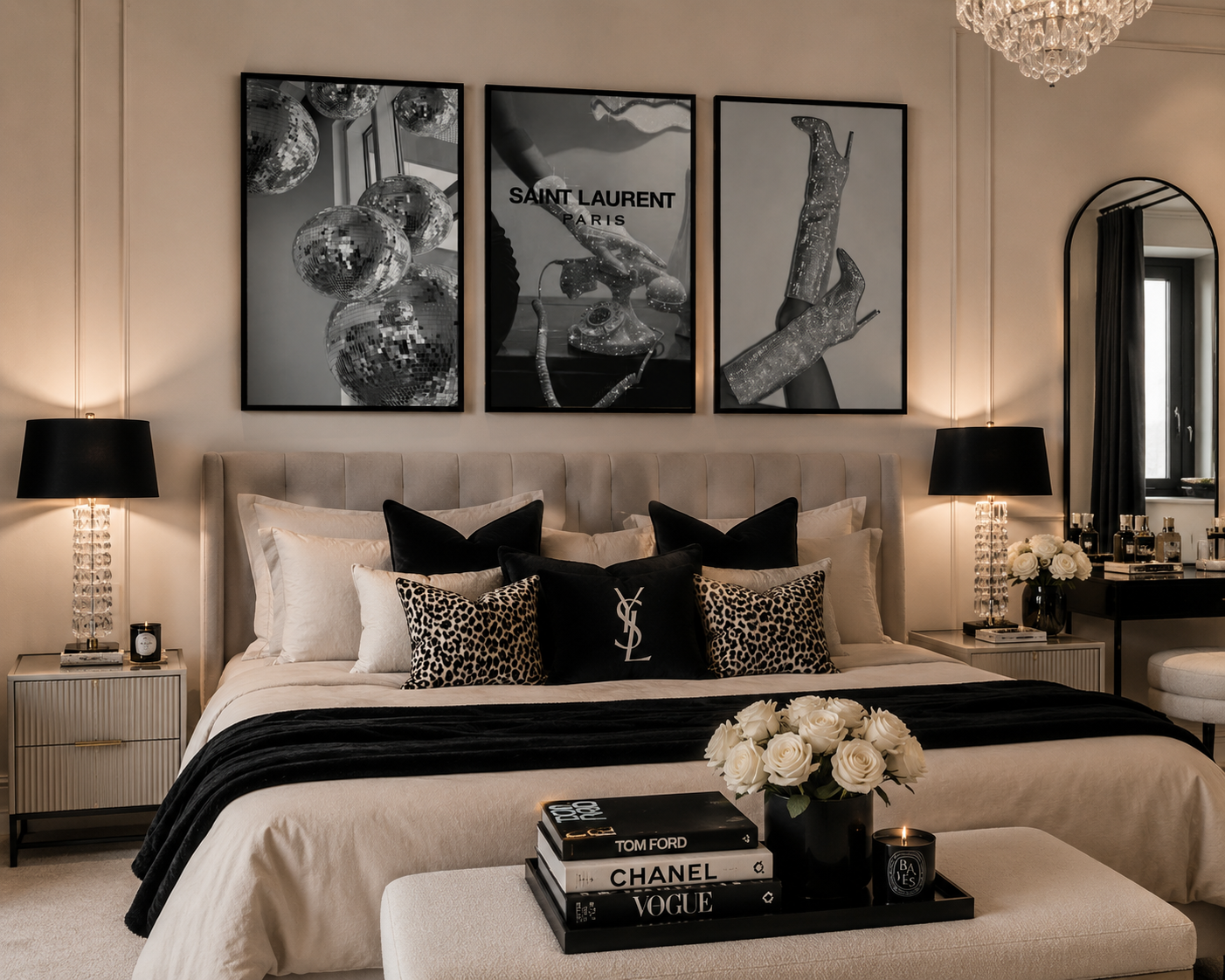Luxury fashion gallery wall set perfect for bedrooms, dressing rooms and boutique hotel inspired homes.