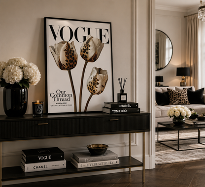 Elegant black and white leopard flower print inspired by high-end fashion editorials.