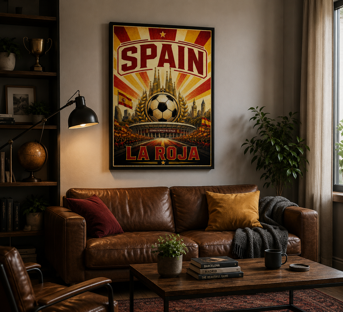 La Roja football poster inspired by Spanish football history and World Cup success