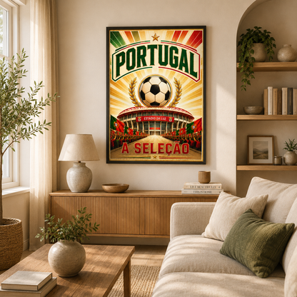 Portugal World Cup football print with green red and gold national football design
