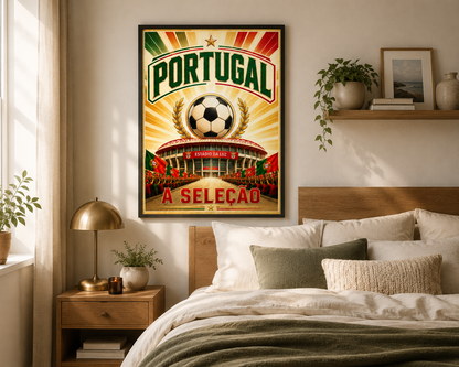 A Seleção football poster inspired by Portugal football history and stadium atmosphere