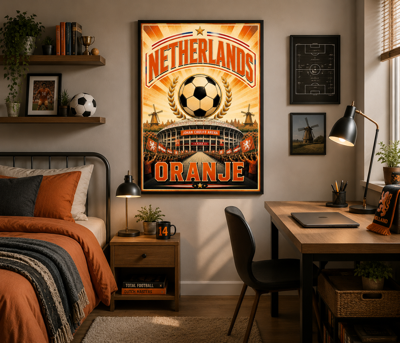 Netherlands football poster celebrating Dutch football culture and Johan Cruijff Arena