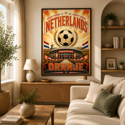 Oranje World Cup football wall art print with Dutch football inspired design
