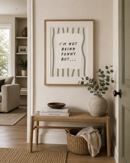 Contemporary Manchester quote wall art in light oak frame perfect for gallery walls and modern homes.
