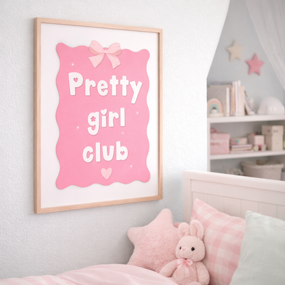 Pretty Girl Club Pink Bow Wall Art