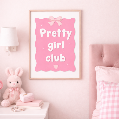 Pretty Girl Club Pink Bow Wall Art