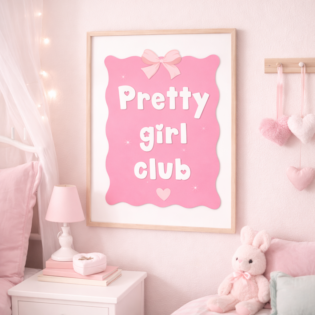 Pretty Girl Club Pink Bow Wall Art