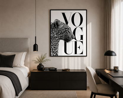 Leopard Vogue Wall Art Print | Luxury Fashion Monochrome Poster