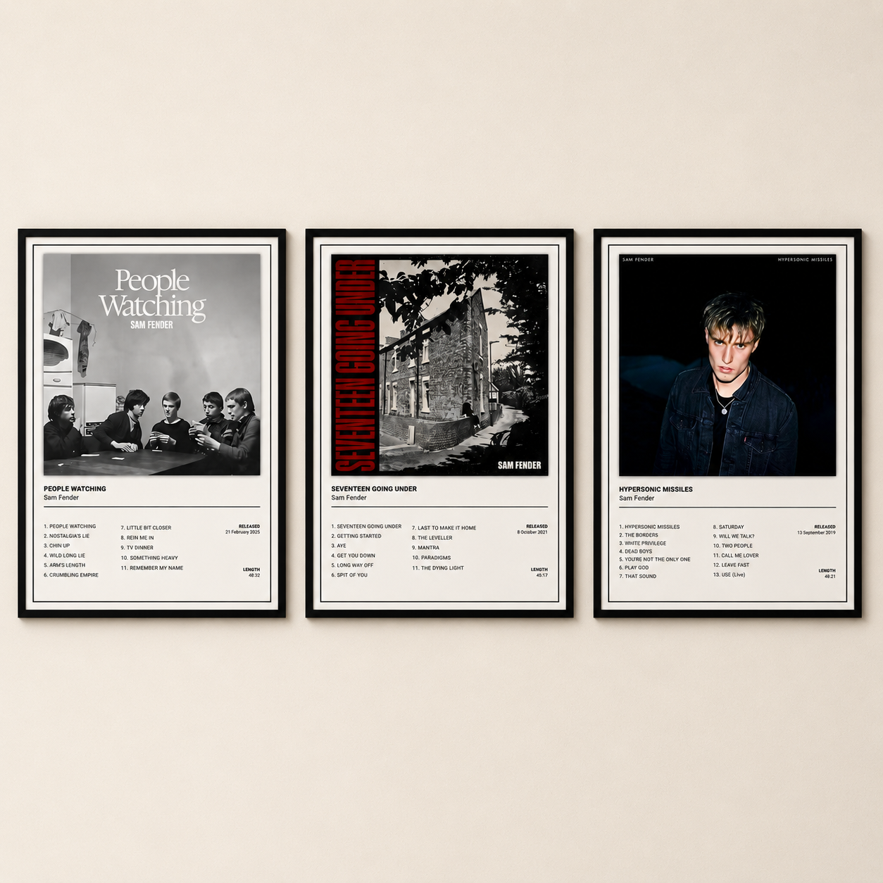 Sam Fender Hypersonic Missiles Album Cover Track List Print | Music Wall Art Poster