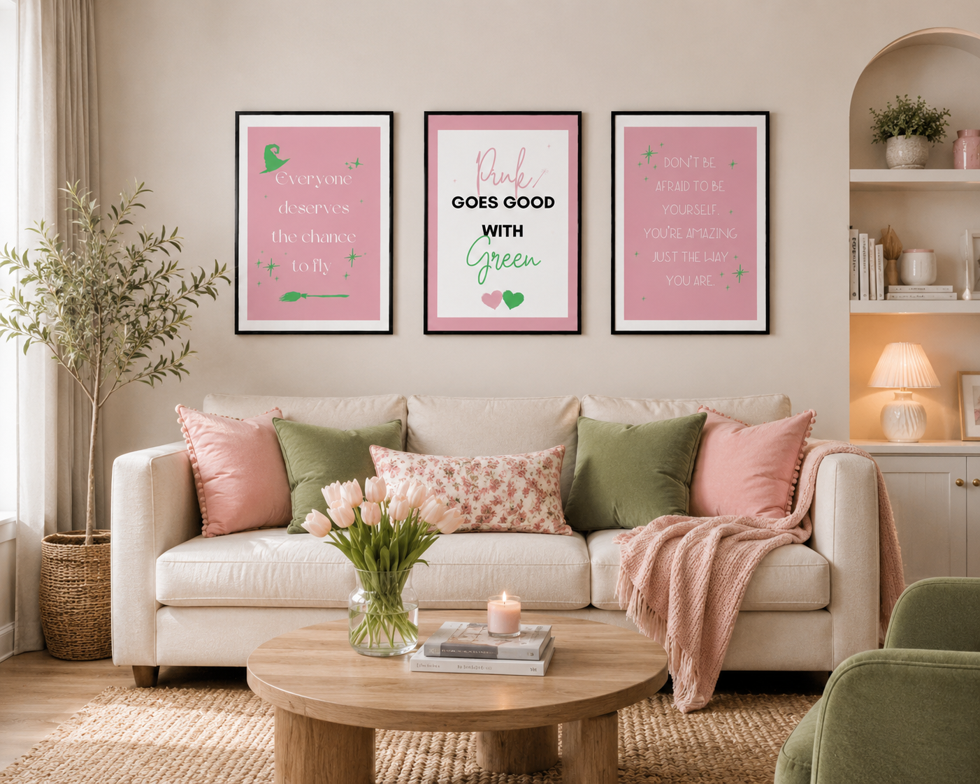 Pink Wicked Quotes Wall Art Set of 3 | Girly Bedroom Prints