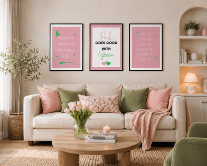 Pink Wicked Quotes Wall Art Set of 3 | Girly Bedroom Prints